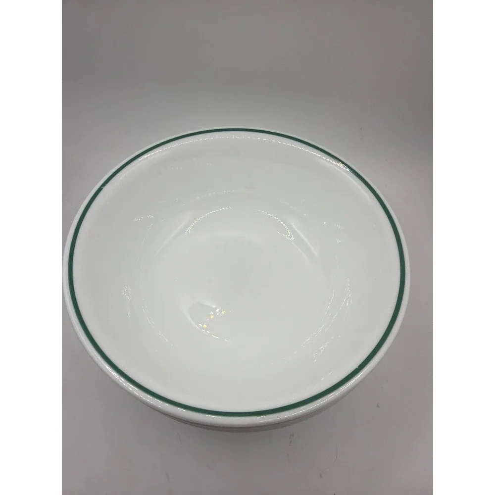 Vintage Corelle Cereal Bowls with Dark Green Rim Set of 4 Shiny Finish Round